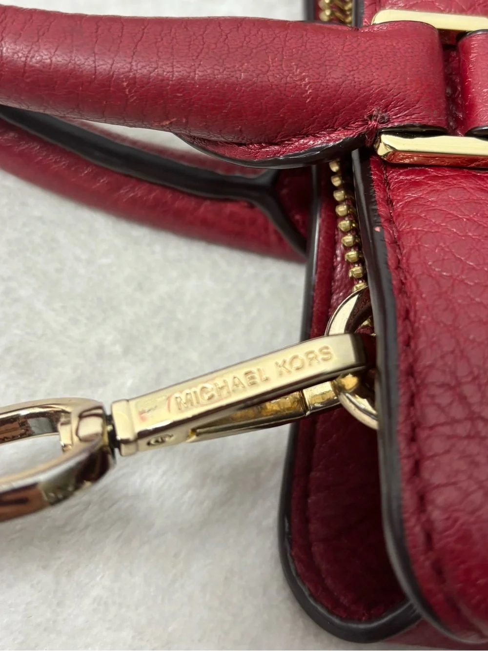 Michael Kors Leather Camille Satchel Cherry Red  with gold‎ hardware